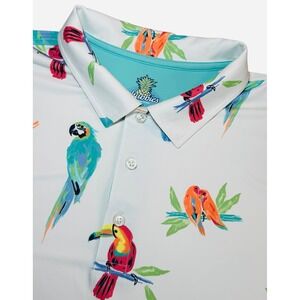 Chubbies Mens Large Performance Polo Shirt " The Birds of Polodise" White S/S